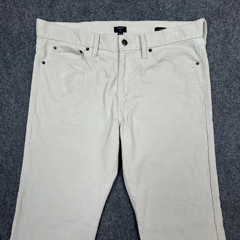 J.Crew Corduroy Pants Mens 35x32 Beige Flex Straight Fit CL248 Stone Stretch